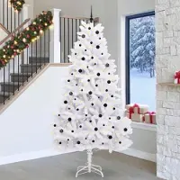 Prolenta Arbre de Noël blanc pliable, de qualité supérieure, 270 cm, en PVC et en acier