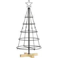 Syfax Arbre en cône de Noël avec support Noir 90 cm Acier