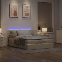 vidaXL Meubles Ottoman-lit avec matelas & LEDs Crème 140x190 cm Tissu 3312393