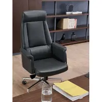 AEA Fauteuil en similicuir noir moderne élégant confort d'assise