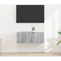 Prolenta Meuble TV mural exclusif - 2 pièces, en panneaux de particules imitation bois Sonoma gris