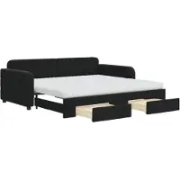 vidaXL Lit de jour extensible avec tiroirs noir 90x190 cm velours