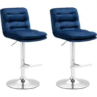 CLP 2x Damar chaise de bar - velours, structure chromée - bleu