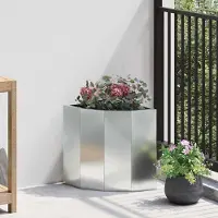 Prolenta Maison Exclusive - Jardinière d'angle argentée 30 x 30 x 35 cm Acier galvanisé