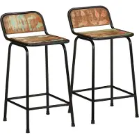 Syfax Tabourets de bar lot de 2 46x35,5x80cm bois massif récupération