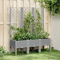 Prolenta Maison Exclusive - Bac à plantes avec treillis gris clair 120x40x142 cm PP