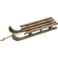 Spetebo Luge décorative en bois naturel avec corde - 46 x 12 cm - Luge décorative en bois avec corde naturelle pour bricoler et décorer