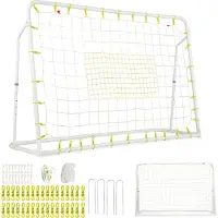 Costway 2 en 1 But de football & Rebounder, Set de buts de football réglables en hauteur pour enfants à partir de 6 ans Blanc