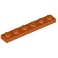 LEGO 1x6 plaque 3666 - 250 pièces orange foncé