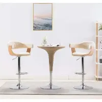 Prolenta Maison Exclusive - Lot de 2 tabourets de bar, bois courbé et similicuir, couleur crème