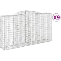 vidaXL Gabions avec arc surélevé 9 pcs. 300x50x160/180cm Fer galvanisé