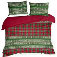 Eurofirany | Literie de Noël - 220 x 200 cm - Garniture de lit - Motif à carreaux - rouge vert - Coton - Motif de Noël