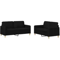 Syfax Ensemble de canapés 2 pcs avec coussins Noir Tissu