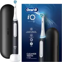 Oral-B Brosse à dents électrique iO Series 3 Matt Black - Technologie magnétique, 3 modes de nettoyage, étui de voyage