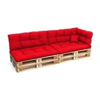 Pokar Coussin pour palette avec belle surpiqûre Garniture canapé-palette, Taille:Set de 6, Couleur:Rouge - Imperméable