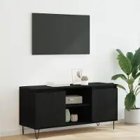 Prolenta Meuble TV exclusif - Dimensions : 104 x 35 x 50 cm - Couleur : Noir imitation chêne - Matériau : Panneau de particules