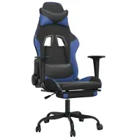 Syfax Chaise de jeu de massage et repose-pied Noir et bleu Similicuir