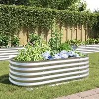 vidaXL Meubles de jardin, bacs à fleurs 160x80x44 cm Acier galvanisé argenté - Bacs à fleurs 45519