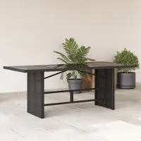 Prolenta Maison Exclusive - Table de jardin avec plateau en verre noir 190x80x75 cm Poly Rattan