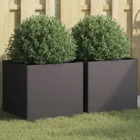 Prolenta Maison Exclusive - Bac à plantes 2 pièces Noir 42x40x39 cm Acier