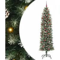 vidaXL 2025 cloris Arbre de Noël artificiel élancé Vert et blanc 210 cm - Arbres de Noël artificiels Sale8206315 2parcel