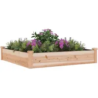 Syfax Lit surélevé de jardin doublure 120x120x25 cm bois massif sapin