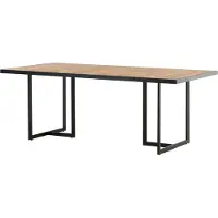 Furnlux Classic FURNLUX Outdoor Table à manger Khung Acacia Et Noir 100cm / Couleur principale : Marron / Dimensions : 100 x 200 x 75 cm