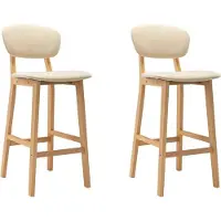 Syfax Tabourets de bar lot de 2 crème tissu