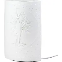 Gilde Tischleuchte, "Namaste", Lebensbaummotiv, Lotusmotiv, Yogamotiv, Porzellan, weiß, VE 1, L. 10 cm, B. 17 cm, H. 20 cm 32777/Abverkauf nur solange Vorrat reicht
