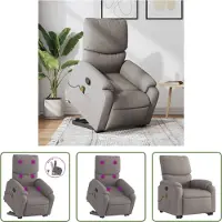 The Living Store Fauteuil de massage avec releveur Taupe Tissu