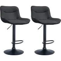 CLP 2x Vonore chaise de bar - simili cuir, châssis noir - Gris