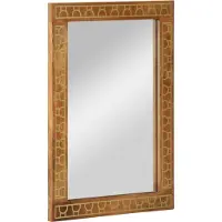 Syfax Miroir de bain 50x70x2,5 cm bois de manguier massif et verre