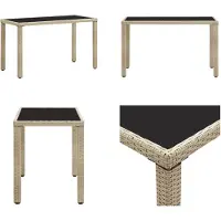 vidaXL Table de jardin beige 123 x 60 x 74 cm Poly Rotin - Table de jardin - Tables de jardin - Table d'extérieur - Tables d'extérieur