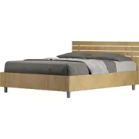 Ityhome - Lit double avec sommier 140x200 tête de lit droite avec des lames chêne nature Ankel