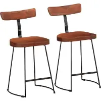 Prolenta Maison Exclusive - Ensemble de 2 tabourets de bar. Dimensions : 49 x 43 x 79 cm. Bois massif, modèle Mango