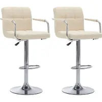 Prolenta Maison Exclusive - Tabourets de bar, lot de 2, tissu crème