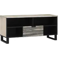 Prolenta Meuble TV exclusif - Dimensions : 105 x 33 x 46 cm - Couleur : blanc - Matériau : bois composite
