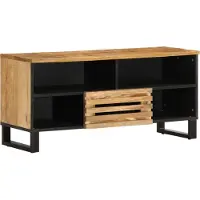 Syfax Meuble TV 100x34x46 cm bois massif de manguier brut