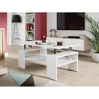 Mirjan 24 Table basse Cube, Table basse élégante, Table de salon, Table basse de style, Table moderne, Meuble de salon (Blanc)