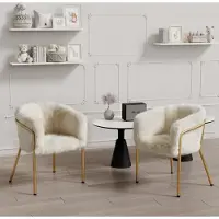 Flieks Chaise de salle à manger 2er Set, Chaise de cuisine chaise rembourrée avec des pieds en métal, Chaise de salon chaise de salle à manger chaise de maquillage, velours de lapin, Beige