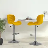 Prolenta Maison Exclusive - Lot de 2 tabourets de bar en velours jaune moutarde