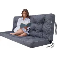 Hobbygarden POLA coussin pour balançoire de jardin 100×106×10 cm - imperméable, protégé contre les UV, matelassé, confortable, avec attaches - bleu marine