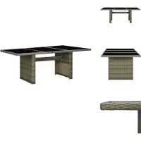 vidaXL Table de jardin Marron Poly rotin et verre trempé - Tables de jardin