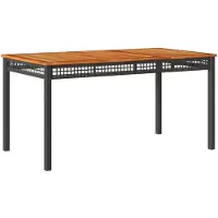 Syfax Table de jardin noir 140x80x75 cm résine tressée et bois acacia