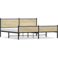 Syfax Cadre de lit en métal sans matelas chêne sonoma 193x203 cm