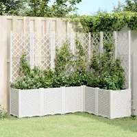 Prolenta Maison Exclusive - Bac à plantes avec treillis blanc 160x120x140 cm PP