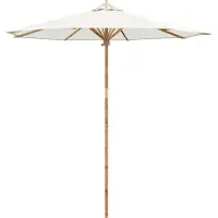 Syfax Parasol de jardin Blanc crème Ø 240 x 260 cm Bambou