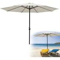 Jayseuw Parasol déporté 350 cm avec protection UV, manivelle Beige Parasol de jardin Parasol de marché Parasol de plage