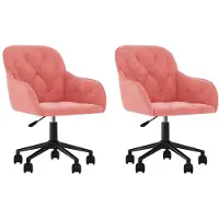 Syfax Chaises pivotantes à manger lot de 2 Rose Velours