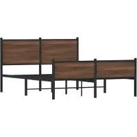 Syfax Cadre de lit en métal sans matelas chêne marron 150x200 cm